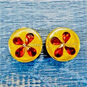Vintage Chanel Amber & Gold Earrings-Karl Lagerfeld Era ‘90’s Beautiful Look New
